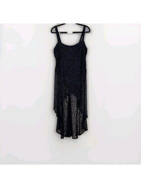 Vtg Cartise International Tunic Lace Overlay Women 14 Black Whimsigoth High Low